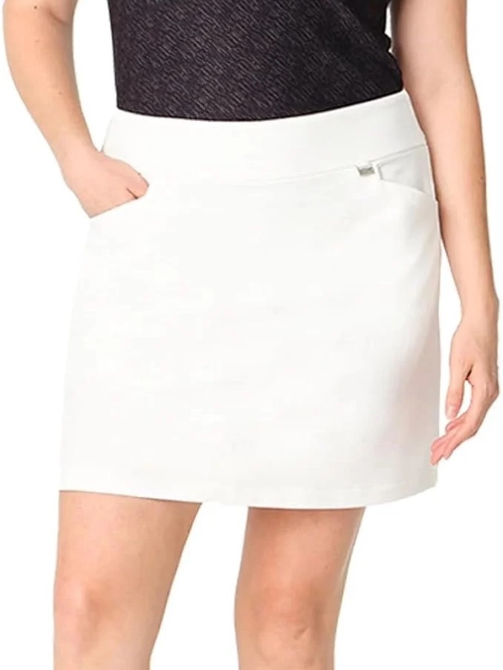 Greg Norman Collection White Pull-On Golf Skort with Pockets